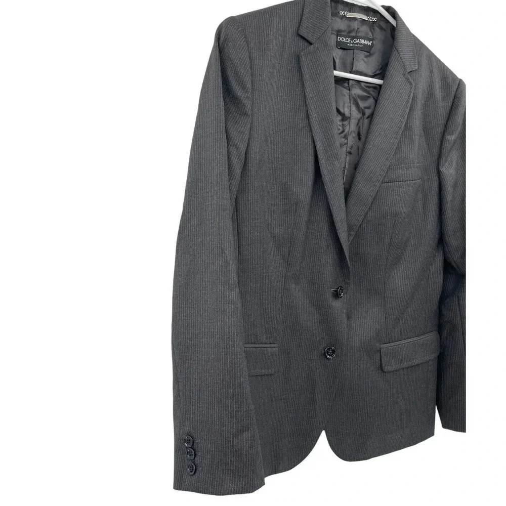 Dolce & Gabbana Women's Pin Striped Blazer Charcoal Gray Jacket Notch Lapel